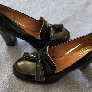 Coach Black Women's Loafer Leather Heels Sz 9